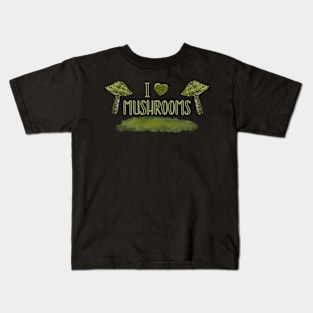 I Love Mushrooms Kids T-Shirt